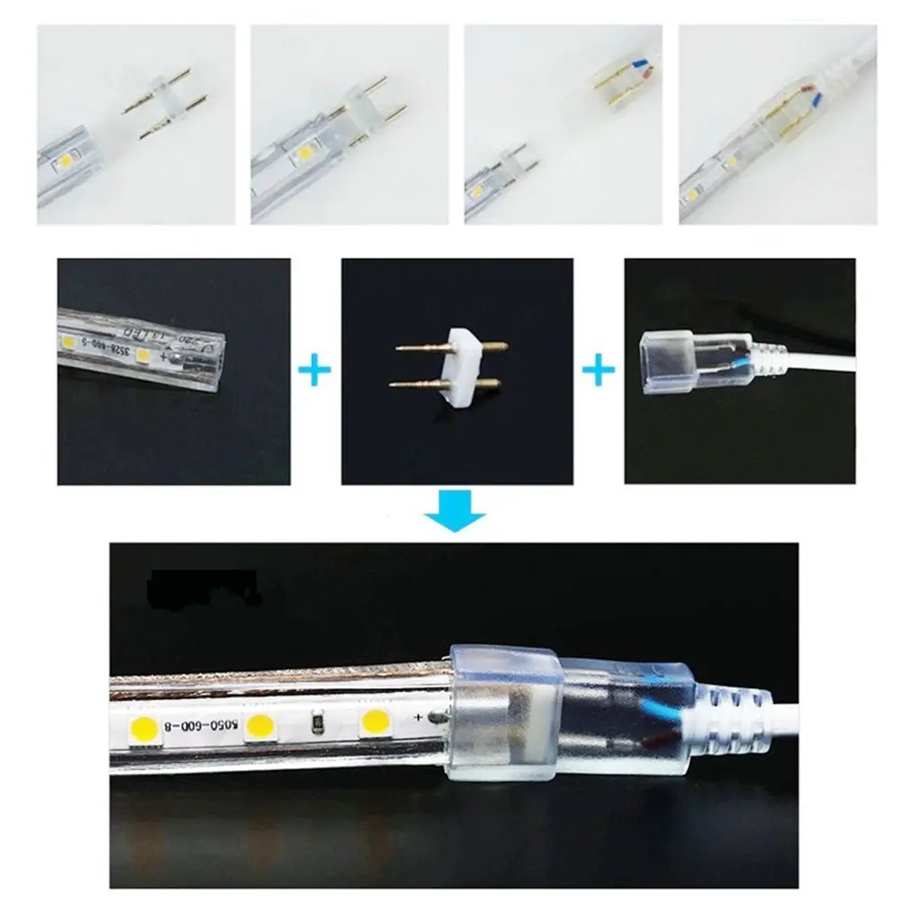 5050 SMD 2 دبابيس التوصيل LED الاتحاد الأوروبي المقبس أدى الإضاءة LED قطاع ضوء بار أضواء LED قطاع