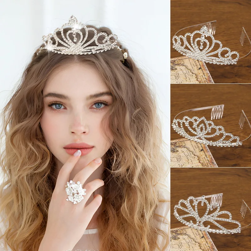

Rhinestone Tassel Big Pageant Crown New Design Bridal Tiara Women Wedding Headband Sparkling Hair Jewelry