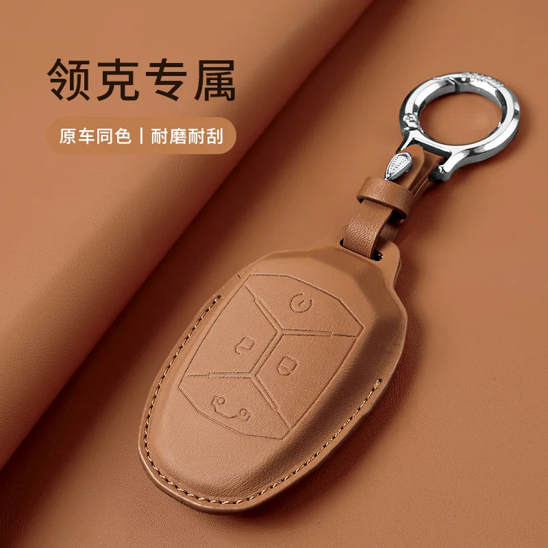 

Leather Car Remote Key Case Cover Protect Shell Bag For LYNK&CO 05 01 02 03 06 09 Lynk Co 4 Button Auto Accessories