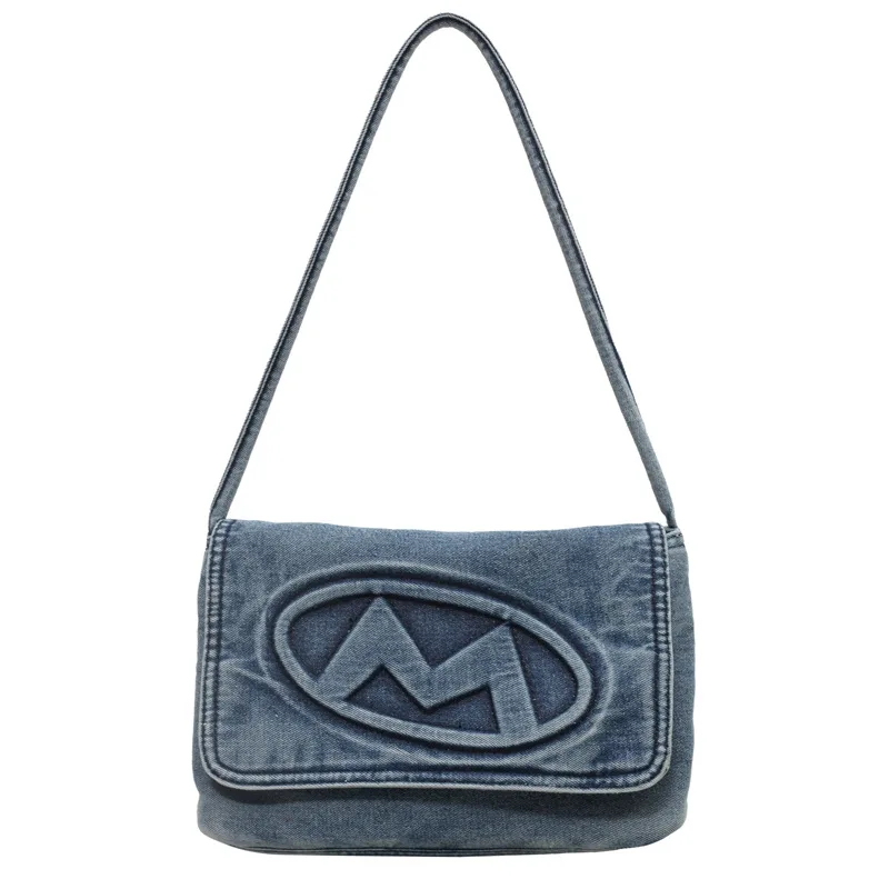 

Vintage Denim Shoulder Bag Women Original Brands High Quality Letter Square Handbag 2024 New Versatile Large Capacity Tote Bag