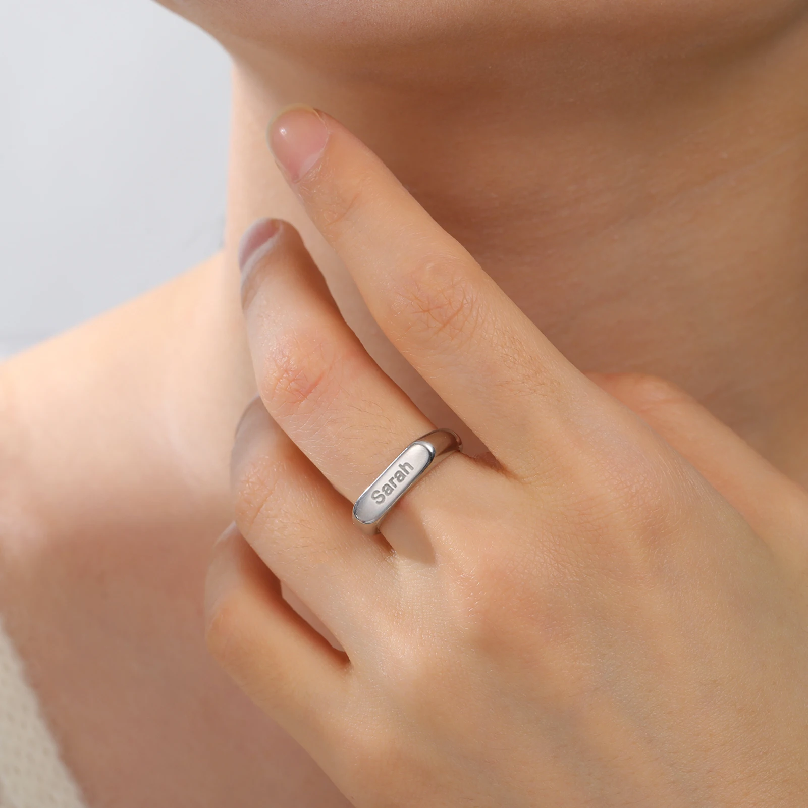 Gravierter Namensring für Damen und Herren, Edelstahlschmuck, personalisierte Namensringe, individuelles Paar, Jahrestag, Hochzeit, Weihnachtsgeschenke – Detail 10