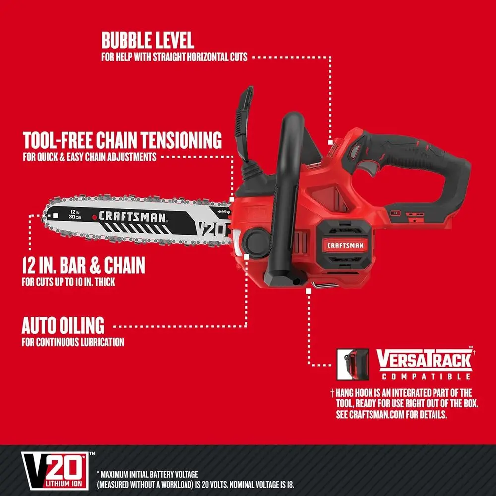 V20 Mini Chainsaw, Cordless, 12 inch, Bare Tool Only (CMCCS620B)