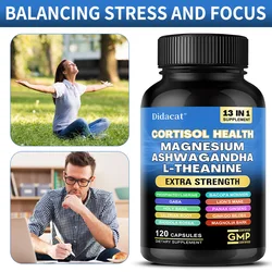 Cortisol Supplements - Magnesium Ashwagandha for Brain Memory, Thinking, Brain Cell Health Support, Mood, Promotes Relaxation