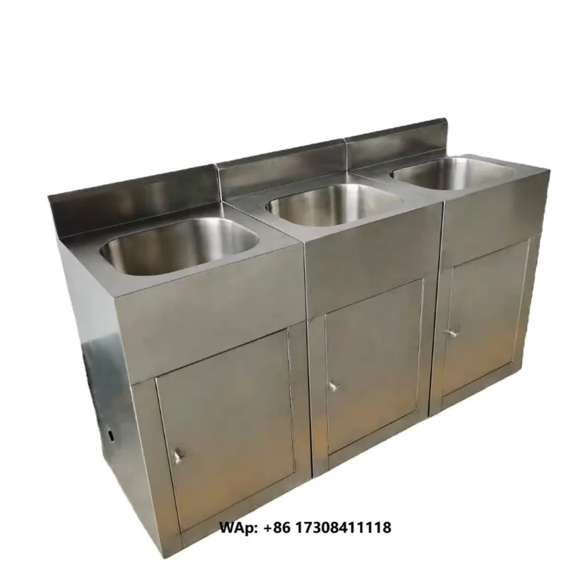 FENGYUQUAN Customizable for Hand Sink Double Stations Clinic 1or 5 Positions 201/304 Stainless Steel Scrub Sink