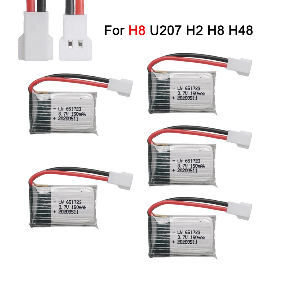 3.7v 150mah lipo RC Drone Battery For H2 H8 H48 U207 RC Helicopter Quadcopter Spare Parts 3.7v H8 Rechargeable Battery