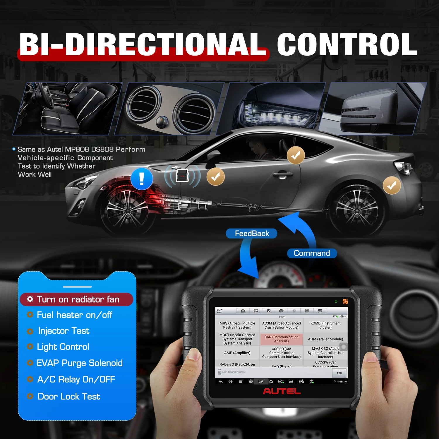 Autel MaxiCOM MX808S-TS All-in-one TPMS Diagnostic Tool Bidirectional Scanner TPMS Programming Relearn Retrofit pk MK808S TS