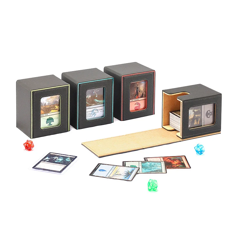 Card Deck Box Card Organizer with Display Window Holds 100+ Cards Card Deck Case for Collectible Card Sports Cards Game Card