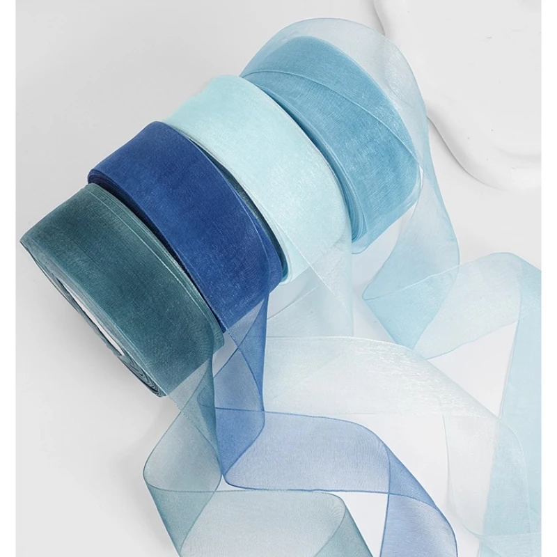 50 야드/롤 4cm Organza 리본 선물 포장 장식 웨딩 부케 파티 화환 DIY 의류 장식 패브릭