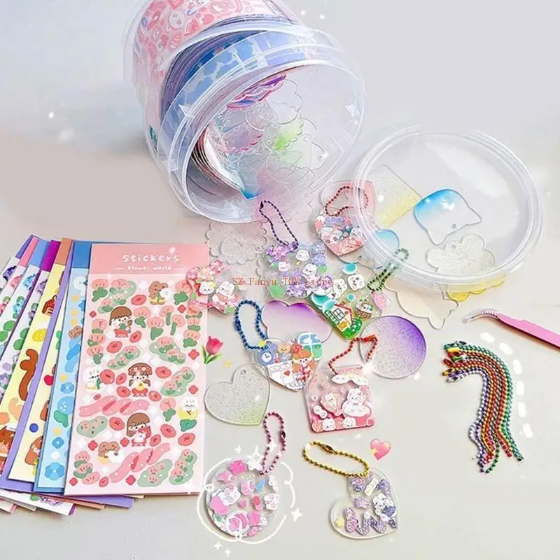 96GCステッカーバケツ空白のキーリング学用品供給クリエイティブクラフトプロジェクトキット