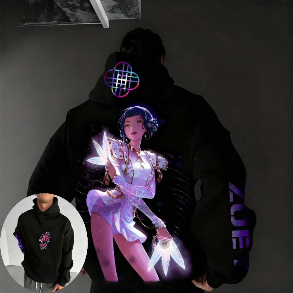 K-Pop: Moletom com Capuz Demon Hunters para Homens e Mulheres, Suéter Retro de Manga Longa para Meninos e Meninas, Conjunto Pai-Filho