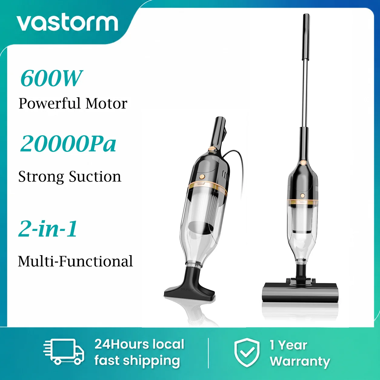 Vastorm R7 Corded Stick Vacuum Cleaner 600W 20Kpa Powerful 3 in 1 Lightweight Cleaner Low Noise Efficient Cleaning for Hardwood Floor Carpet Pet Hair Clean