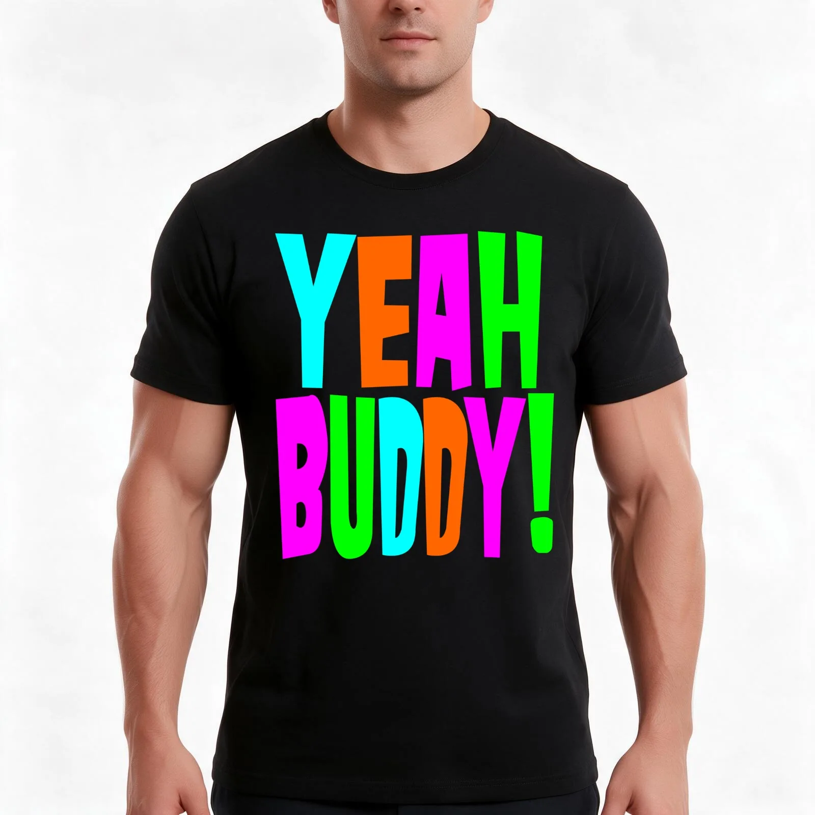 Yeah Buddy! T-Shirt, Summer Casual Cotton Tee, Oversized Streetwear Tops, Vintage Graphic Print, Loose Fit Short Sleeve