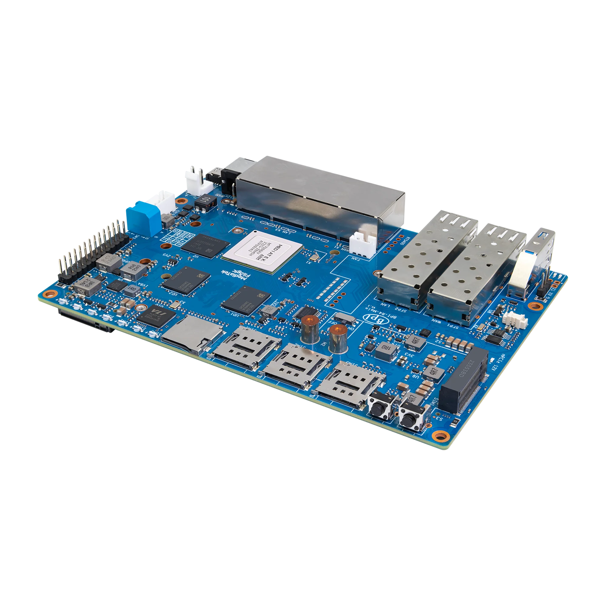 Imagem -05 - Banana pi Smart Router Board Octa-core Quad-core Braço Corex-a73 Emmc Flash Bpi-r4 Mediatek Mt7988a 8gb 4gb 8gb