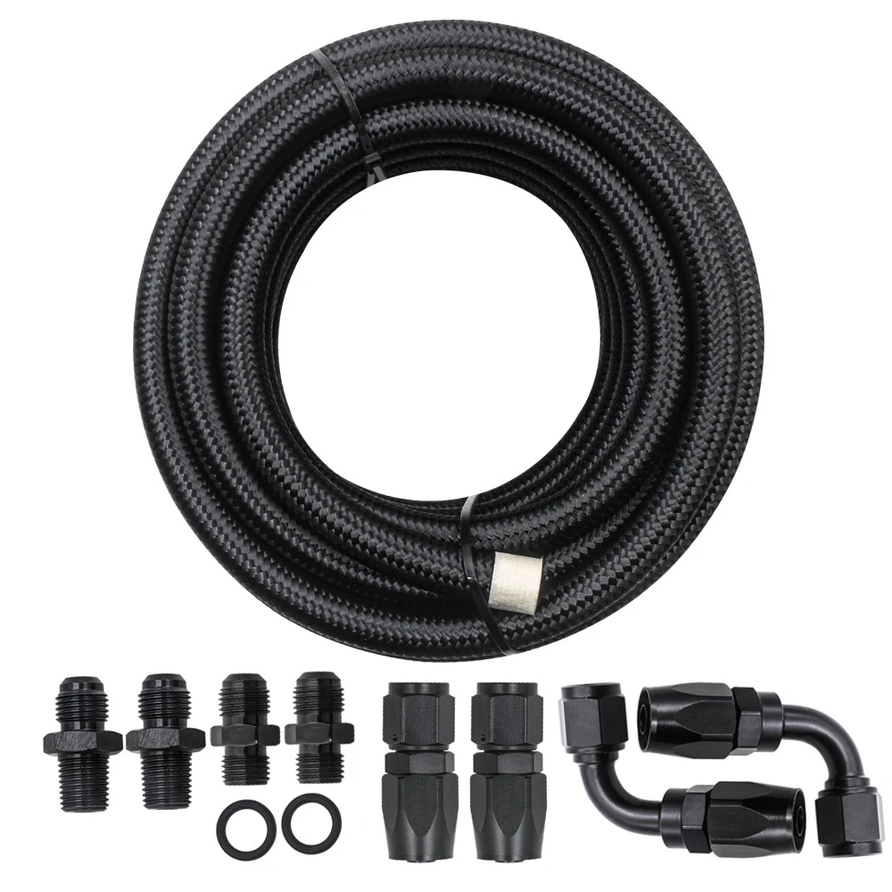 

For 4L60E 4L65E Automatic Transmission Cooler Line Kit Black 6AN Steel Braided