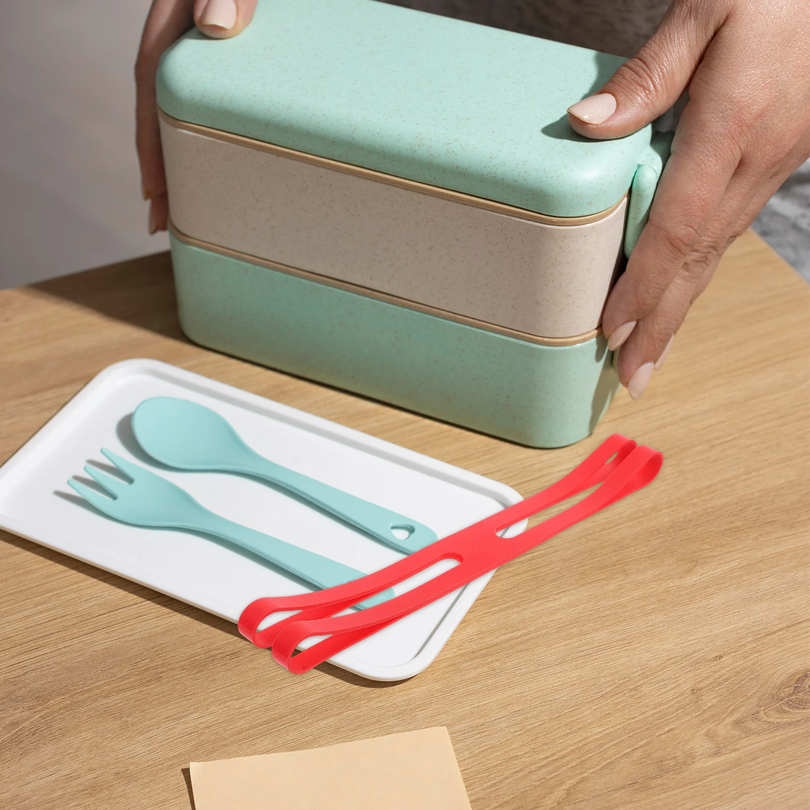 4 قطع من أشرطة أدوات المائدة المصنوعة من السيليكون المرنة على شكل حرف H أربطة مرنة قابلة لإعادة الاستخدام لتثبيت الصندوق والتخييم والطهي المحمول #1