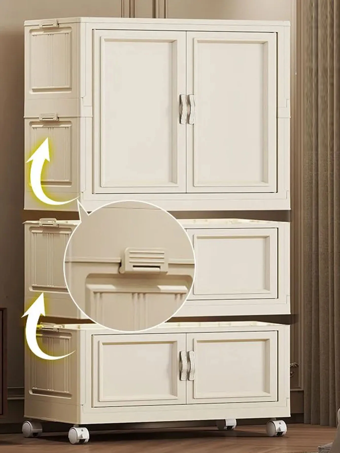 Foldable Children's Wardrobe Easy-to-Assemble Storage Cabinet for Home Living Room & Bedroom Simple Closet System No-Install image 5