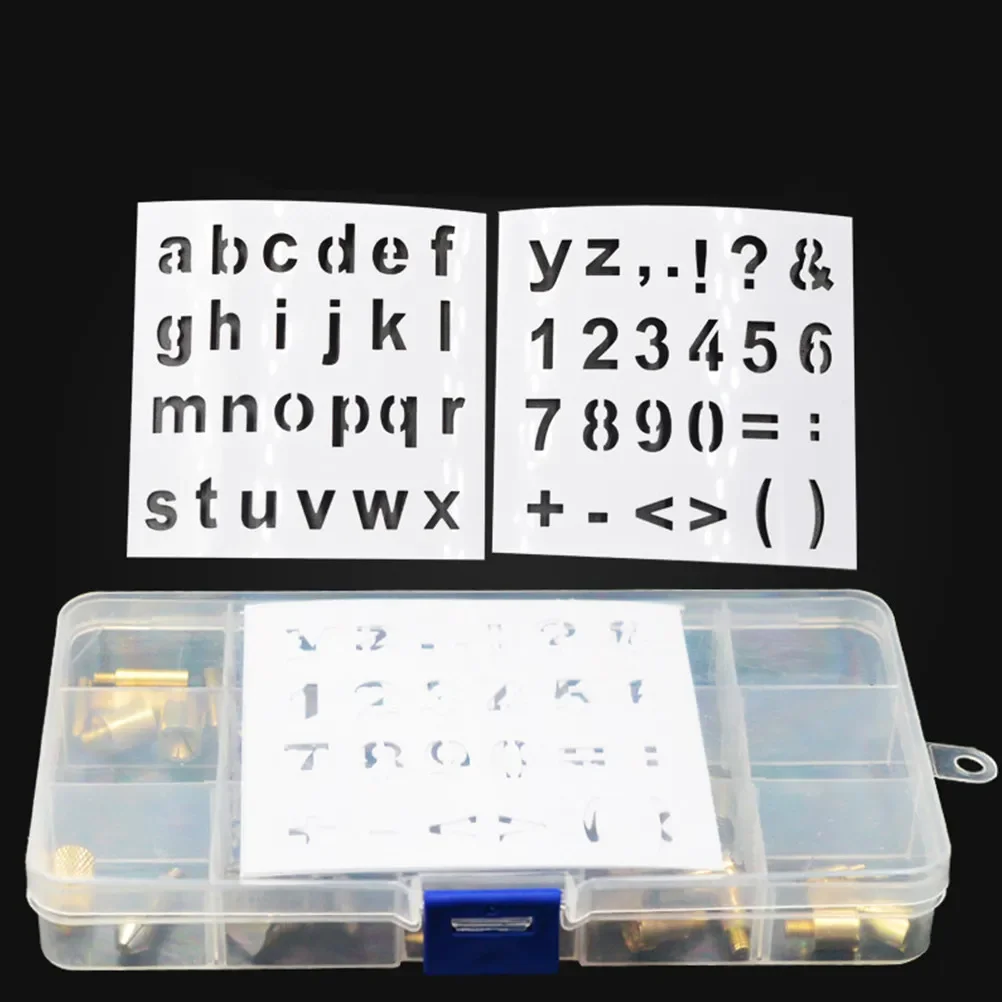57Pcs Stencil Soldering Iron Wood Embossing Pen Tip Set Pyrography Carving Tool for Wood Embossing Pen Tip