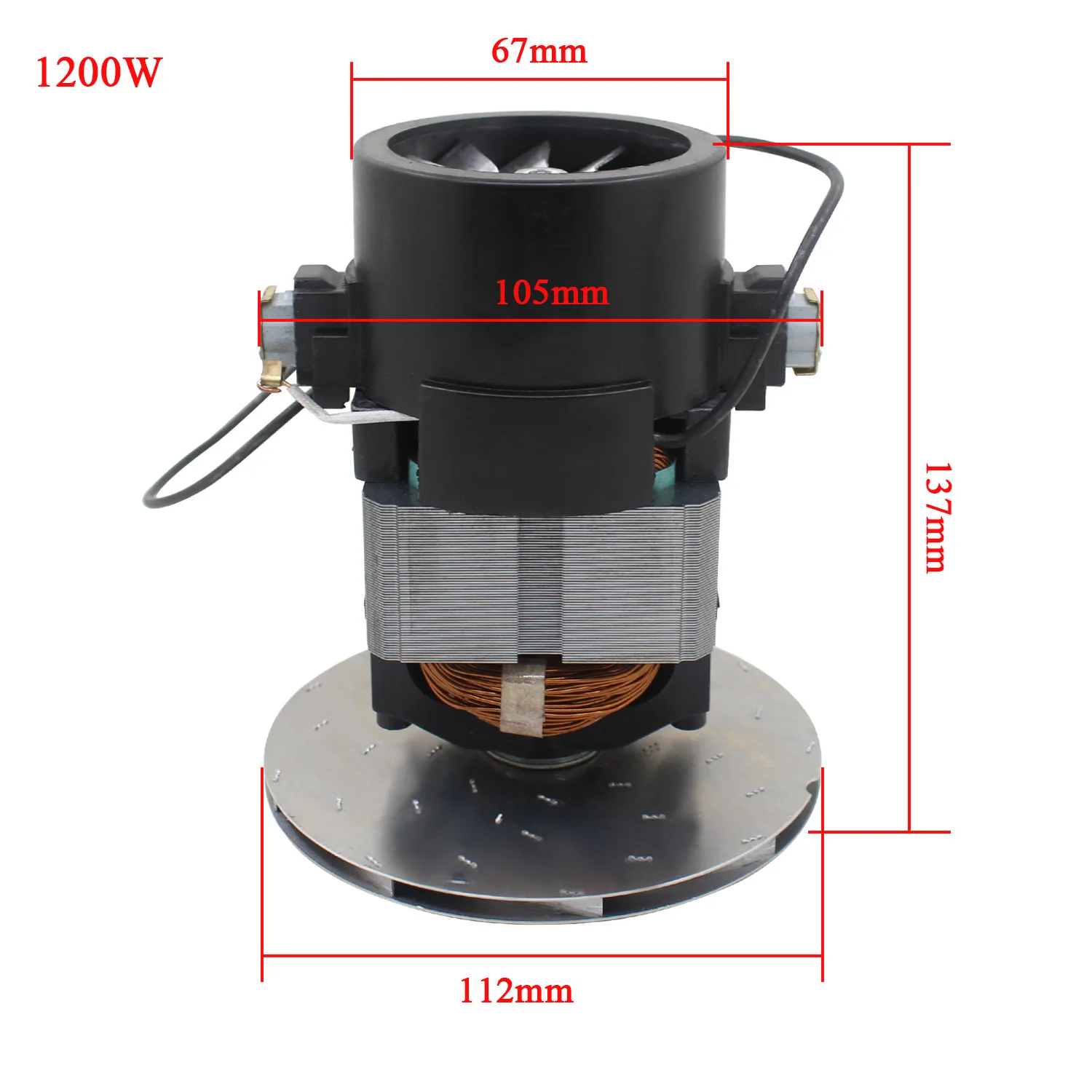 AC220V 1200W vacuum cleaner motor parts Thickened carbon brush 112*105*130mm high power cooling high suction motor for Midea