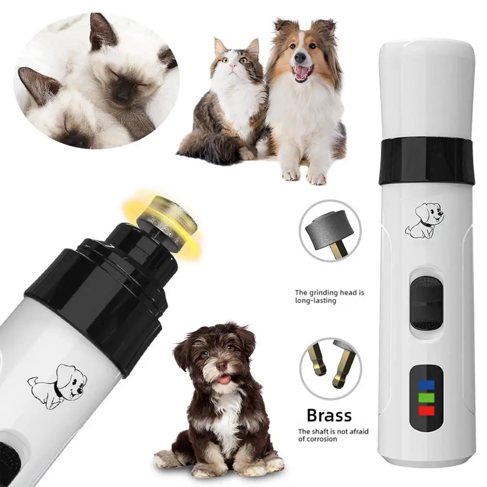 Pet Nail Polisher Dog Electric Nail Clipper Cat Charging Nail Clipper LED Nail Clipper Set Pet Beauty Tool ﻿
