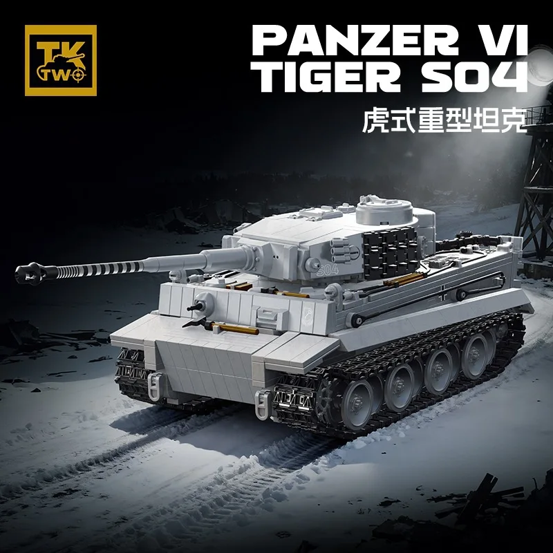 

Модель тяжелого танка «Снежный тигр» времен Второй мировой войны TK8001, серия «Военная поляна», конструктор, игрушки для мальчиков, подарки на праздники, 1544 детали