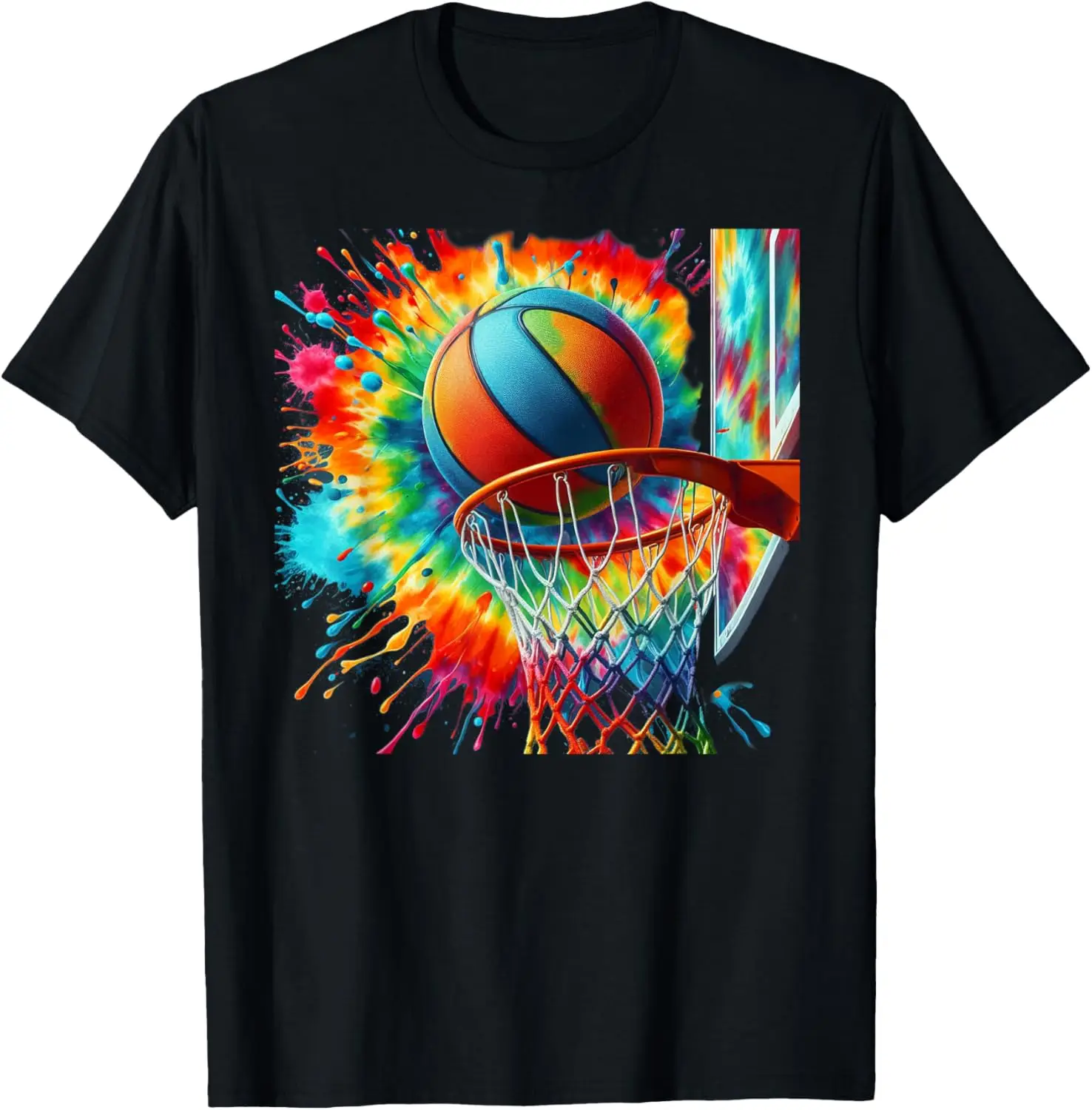 Colorful Basketball Tie Dye Color Splash Hoop Basketball T-Shirt