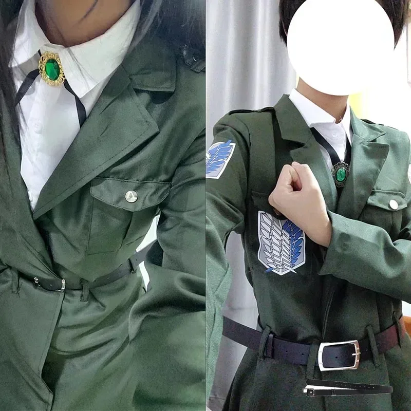 Anime Scout Regiment Army Green Cosplay Costumes, AOT Survey Corps, Levi Eren Jager Uniform, Recon Corps