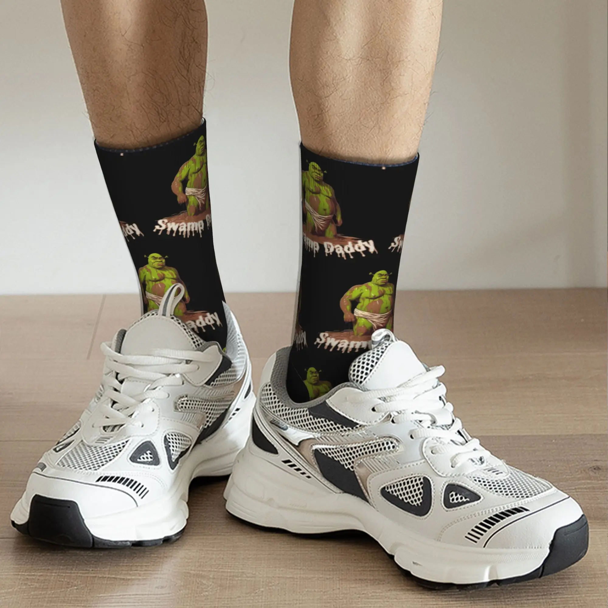 Crazy Design Shreks Swamp Daddy Basketballsocken Polyester Crew Socken für Unisex rutschfest
