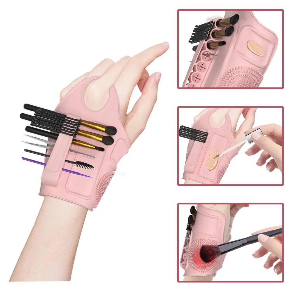 

Profession Makeup Palette Mixer Silica Gel 7 Holes Makeup Brush Cleaner Washable Subzone Wrist Makeup Brush Holder Colour Mixing