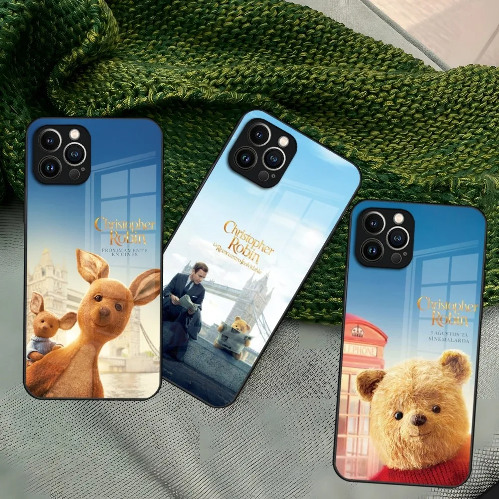 Christopher robin telefon hülle für iphone 15 14 13 12 pro max 11 mini x xr xs 8 7 puls glas