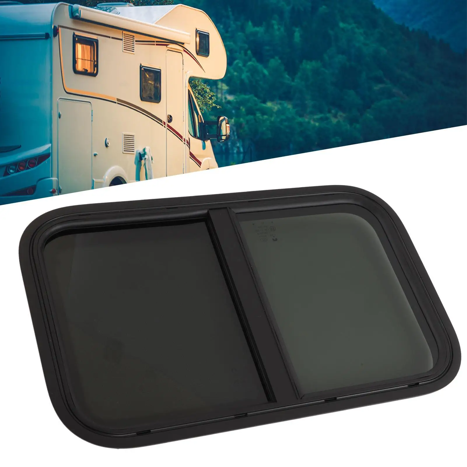 610x385mm RV Replacement Window with Drain Hole - Rounded Sliding Design, Tough and Durable for campers