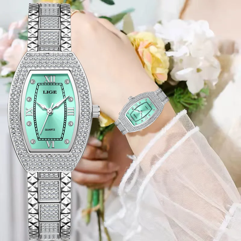 LIGE Fashion Square Watch Women Classic Elegant Women's Bracelet Watch Outdoor Sports Waterproof Quartz Watches Gift For Women