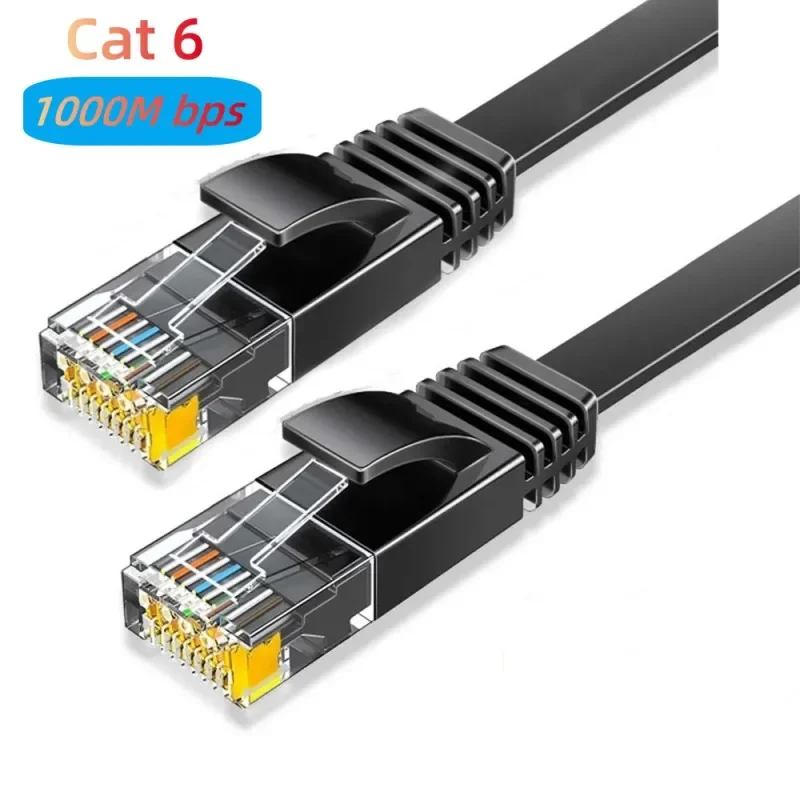 Cable de red plano largo CAT 6 10Gbps SFTP RJ45 Cable de conexión para módem enrutador Gaming PC PS4/5/6
