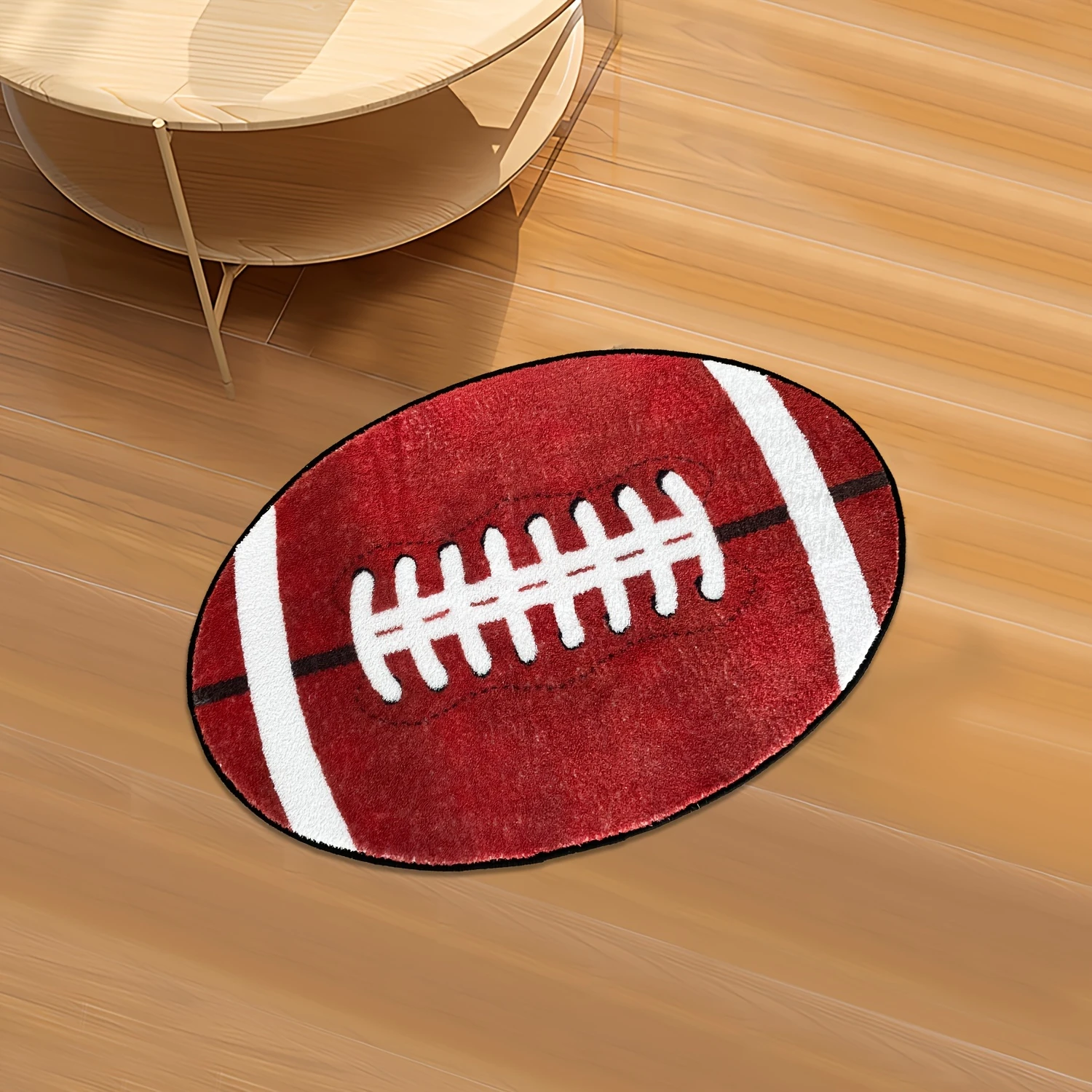 VIKAMA Oval Football-Shaped Doormat, Soft Fuzzy Non-Slip Entryway Mat, Hallway Floor Decorative Rug, Home Décor