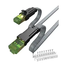 MIZIQIER Cable largo de Internet de red plana CAT 8 40Gbps SFTP RJ45 LAN Cable de conexión para módem enrutador Gaming PC PS4/5/6 Xbox