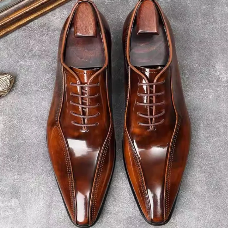 

Men Dress Shoes Luxury Brand Business Leather Shoes For Mens Comfortable Pointed Toe Social Shoes Formal Oxford Shoes Man