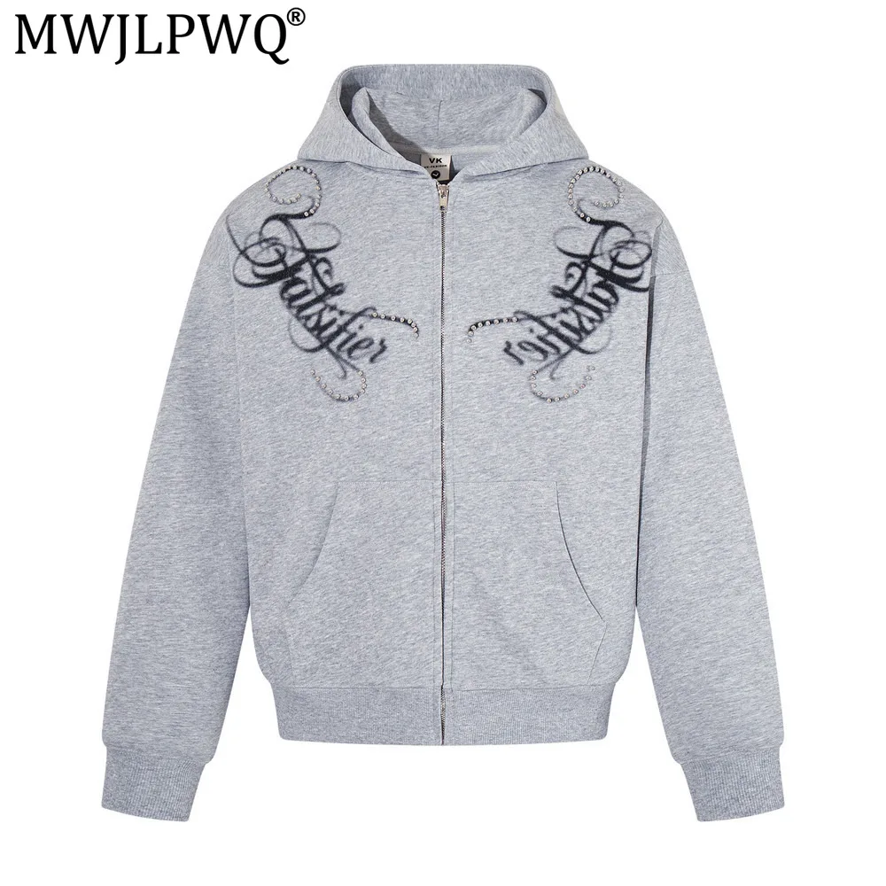 MWJLPWQ American-Style Dark Hooded Sweatshirt For Men Stylish Design Suitable Spring Autumn Floral Lettering Tops 2026 21552