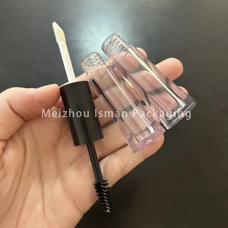 50Pcs Clear Black Unique Double Head Lip Gloss Tube With Wands Empty Two-in-one Mascara Container Cosmetics Eyeliner Tubes 4ML