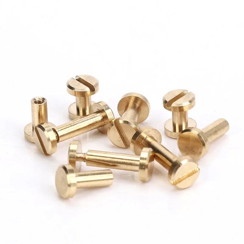 10pcs Solid Brass Binding Chicago Screws Nail Stud Rivets For Photo Album Leather Craft Studs Belt Wallet Fasteners 6mm cap