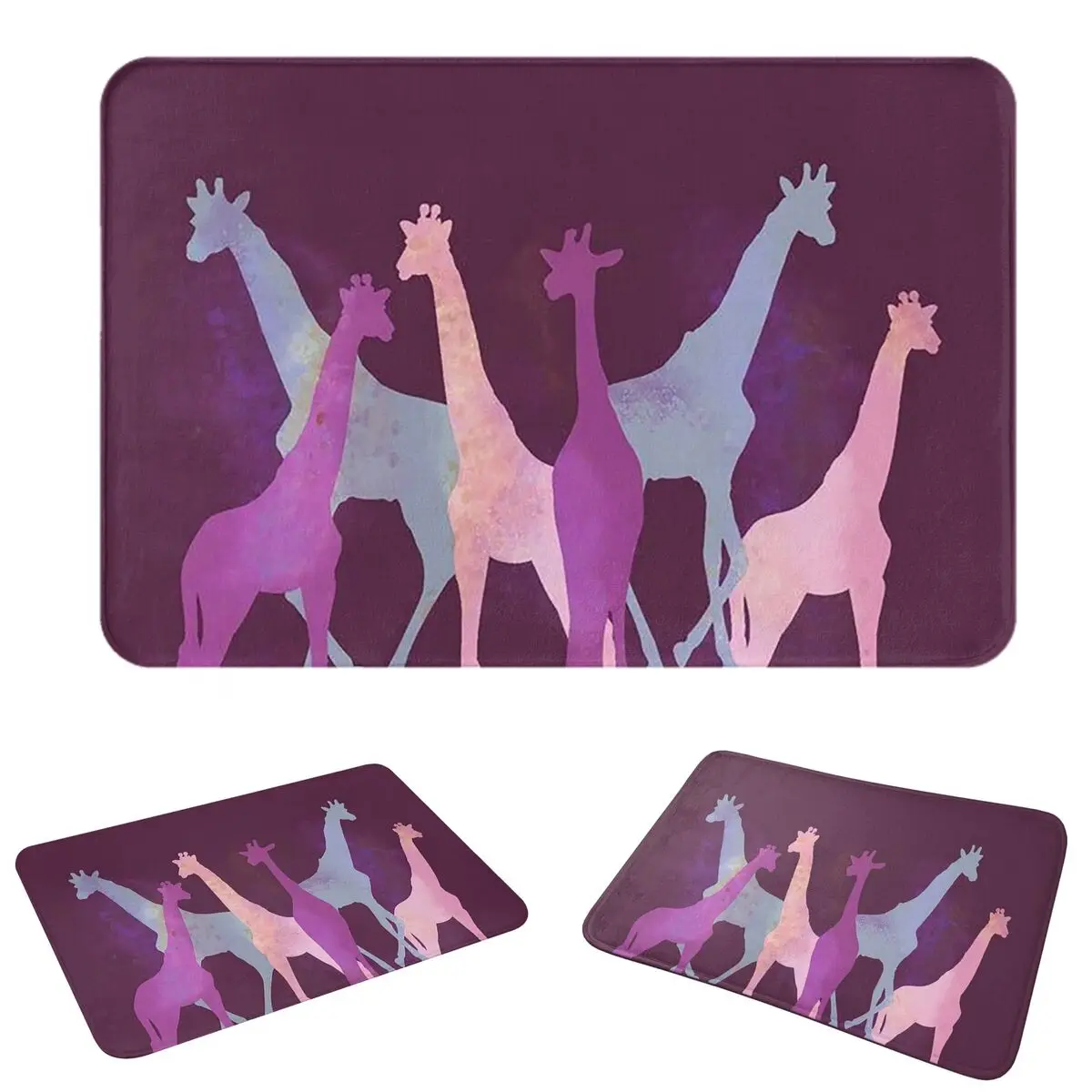 Giraffe Herd Pattern Anti-slip Doormat Floor Mat Washable Carpet Rug for Kitchen Entrance Home Bathroom Footpad Mats