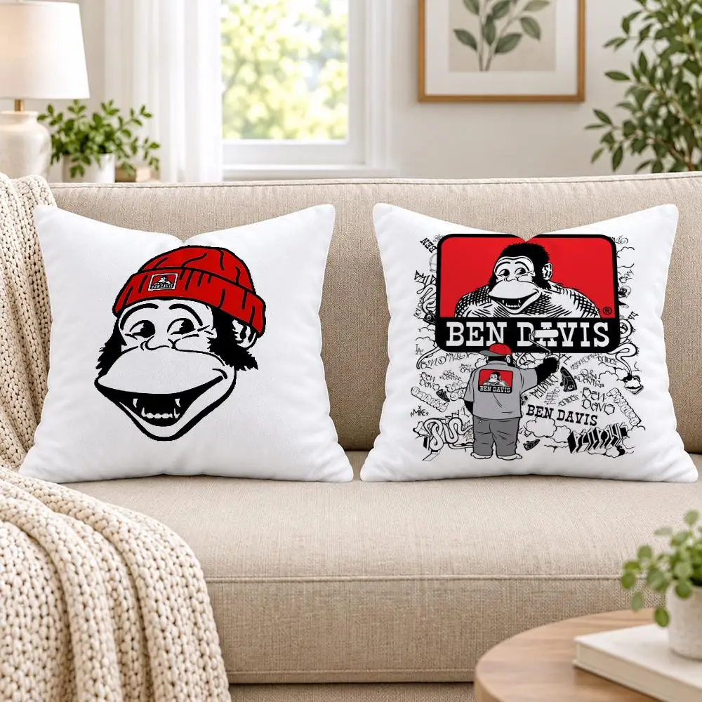 Luxury B-Ben D-Davis Cushion Cover Short Plush Double-Sided Printing Sofa Bedroom Pillow Case Aesthetic Home Decor