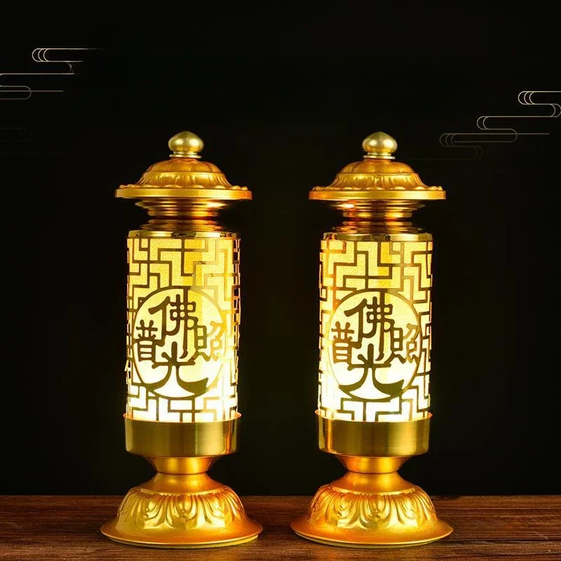 

Offering Buddha's Colorful Lotus Lantern, Offering Buddha's Lantern, Everlasting Light, Plug in Guanyin Wealth God Lamp