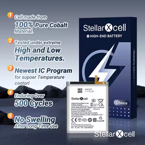 StellarXcell Choice Battery For Samsung S10 S10Edge S20 Plus Ultra S21 5G S23 S24 S23 FE Premium pure cobalt battery replacement