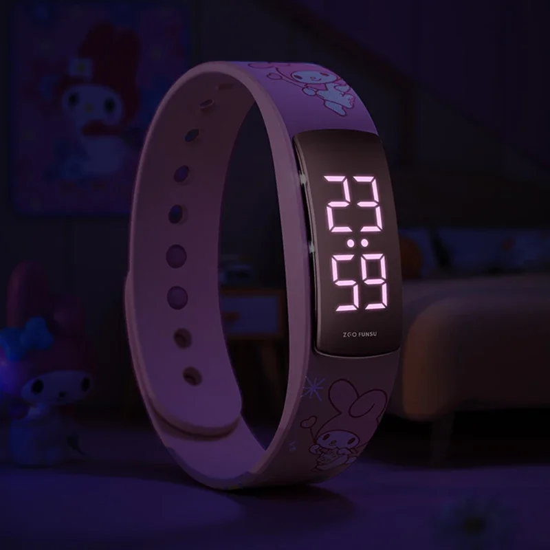 Mininstants-Montre numérique LED de dessin animé pour garçons et filles, Sanurgente, Hello Kitty, Melody, Kuromi, surveillance du sommeil, chargement USB, sport haut de gamme