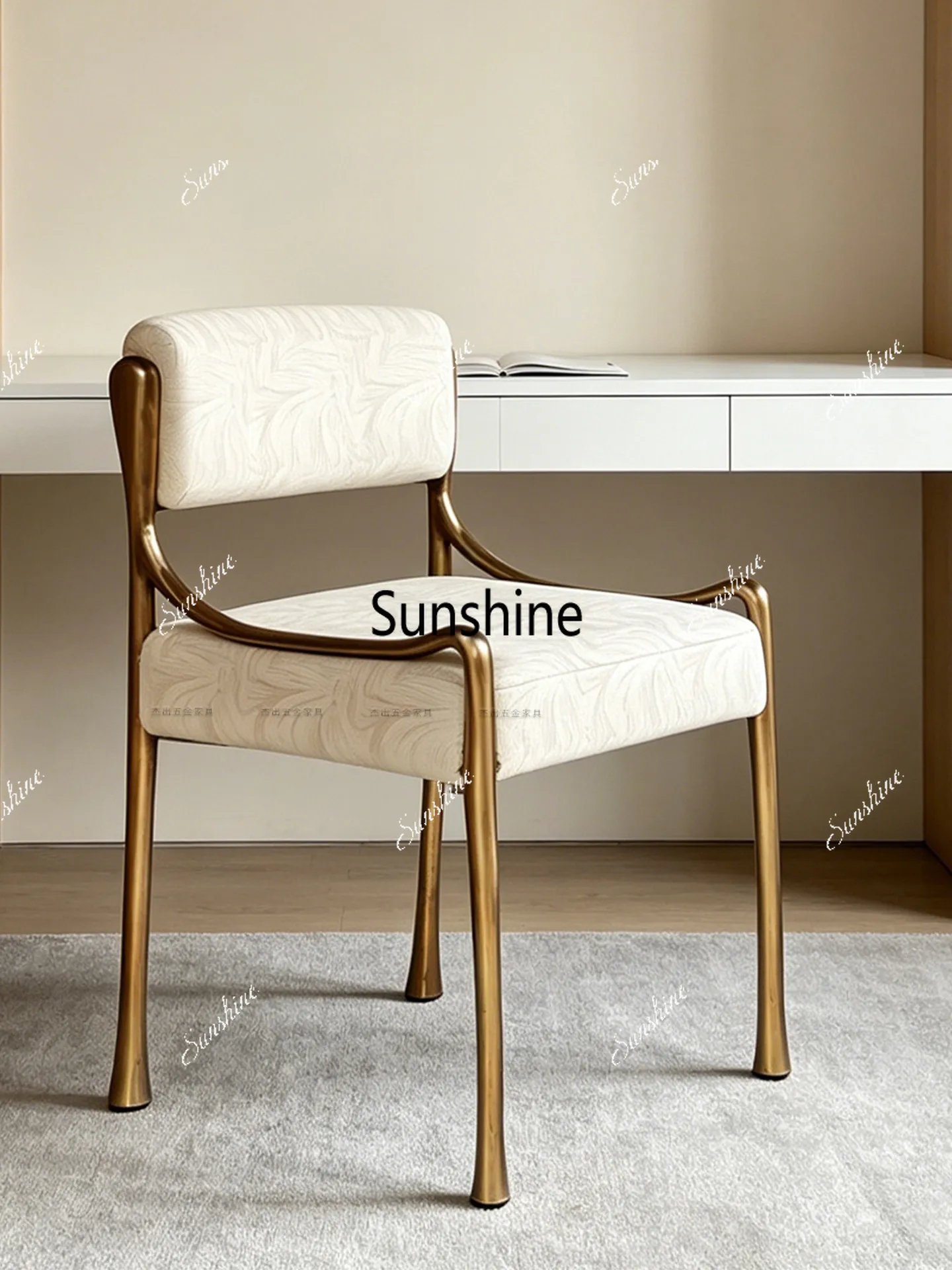 French retro cream style home dining chair backrest casual book chair