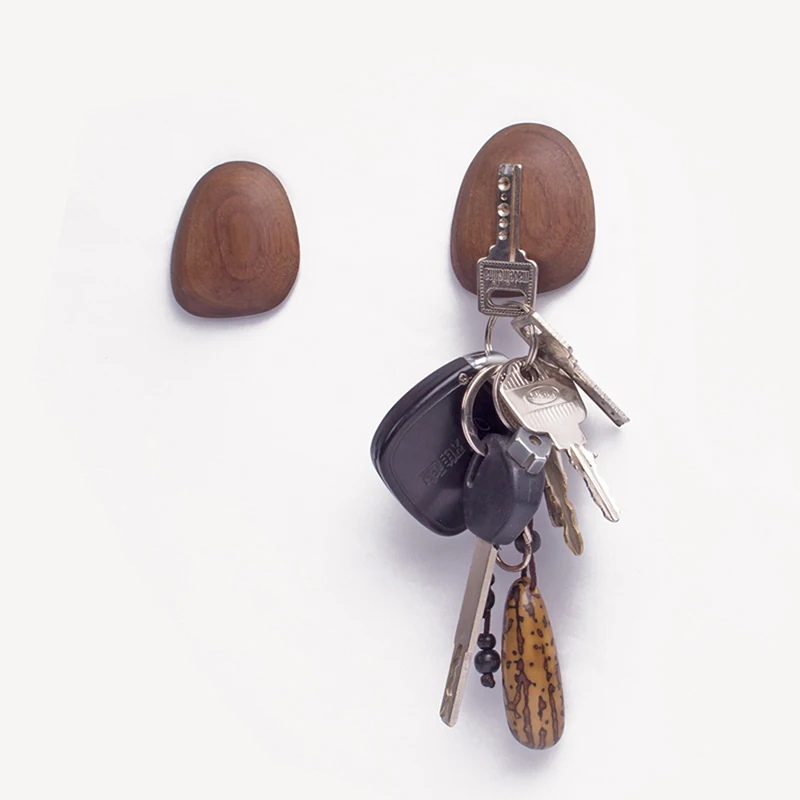 Seamless Walnut Wood Magnetic Holder for Organizing Keys and Small Metal Items, Magnet Holder with Adhesive for Wall Decoration