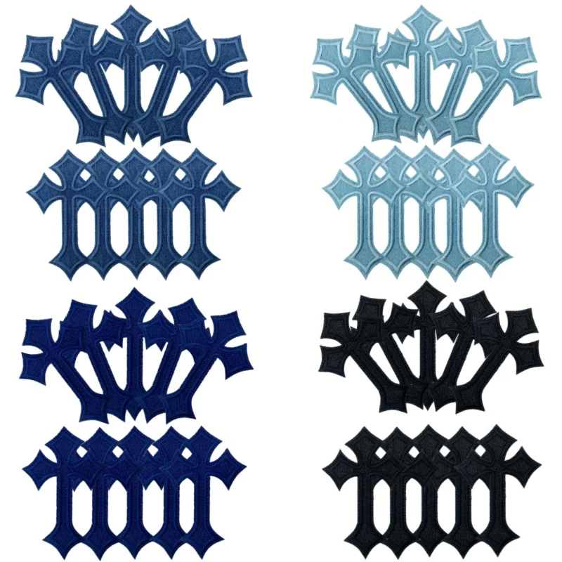 Parches bordados cruzados para ropa, parches para planchar, apliques para ropa, pegatinas vaqueras, rayas, 10 unidades por lote