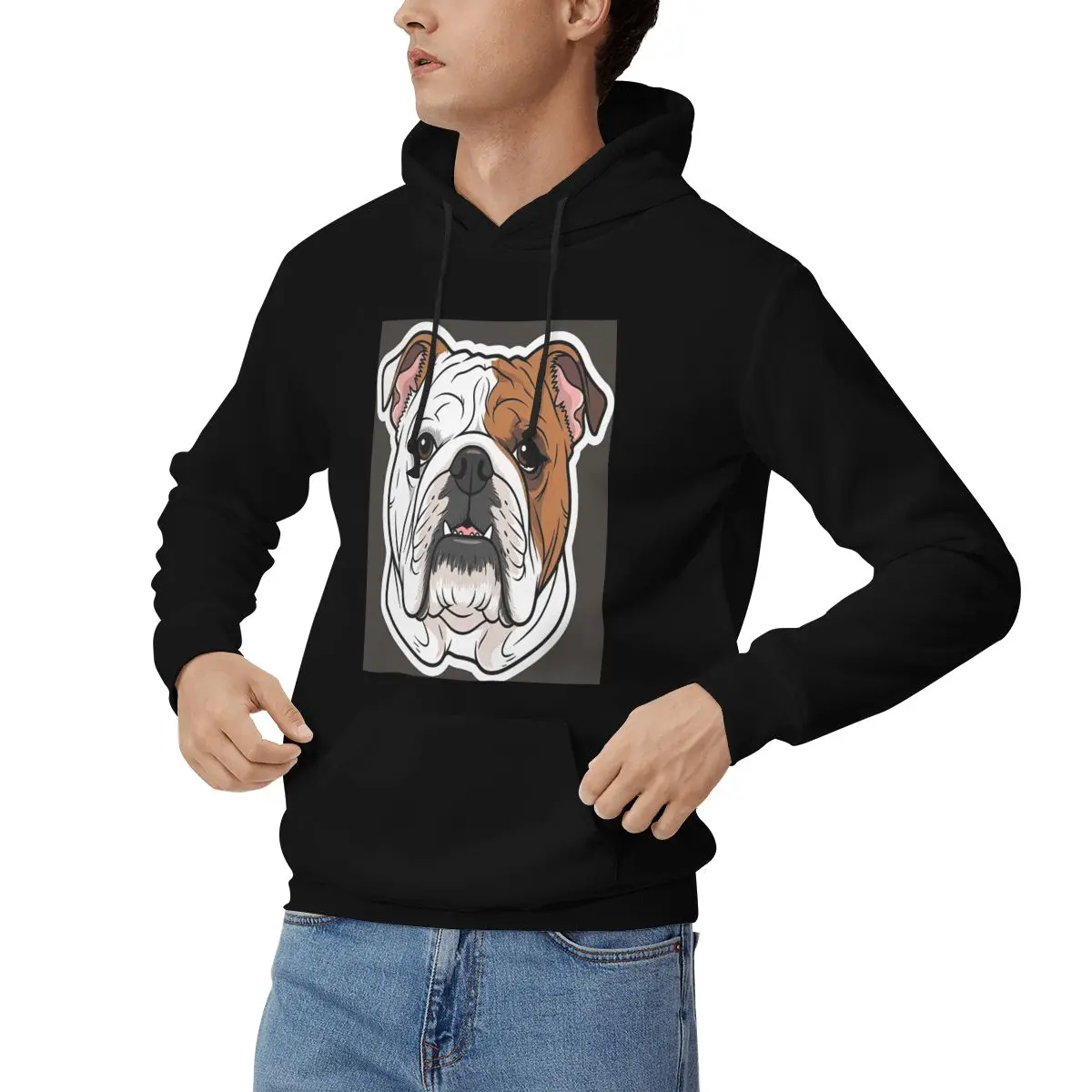 British English Bulldog Dog Face Nose Cute Hoodies Men's Women Casual  Sweatshirts Hip Hop Long Sleeve Clothing Autumn Winter