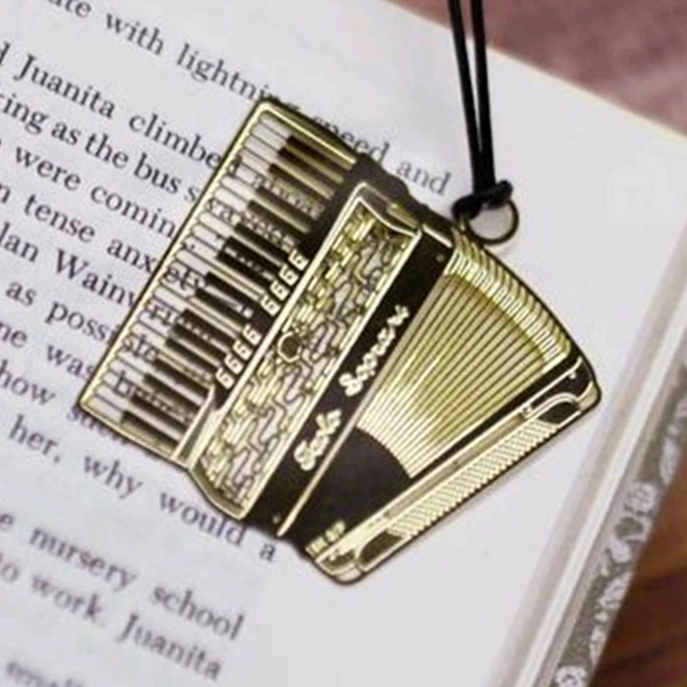 

6 Pcs Musical Instrument Bookmarks Gold Gilded Brass Model Ornaments Gifts for Readers Writers Students Teachers