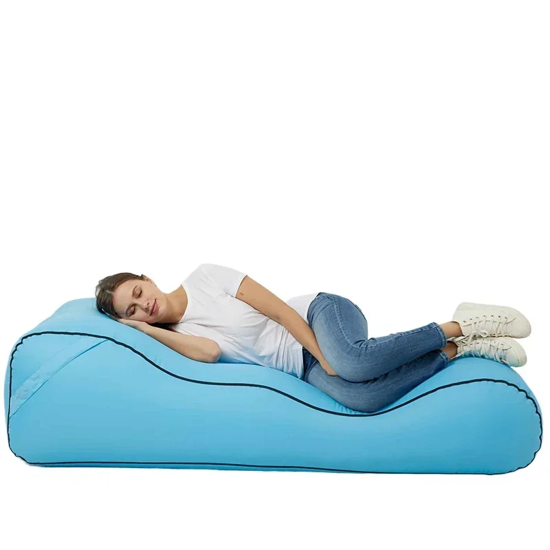 Indoor/Outdoor Adult Children Nylon + pu Bedroom Furniture Portable Two Seat Air Inflatable Blue Sofa