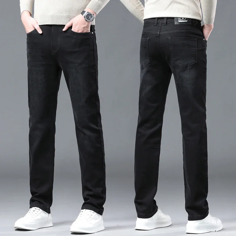 Spring and Autumn New High-grade Classic Black Denim Trousers for Men Cargo Jeans